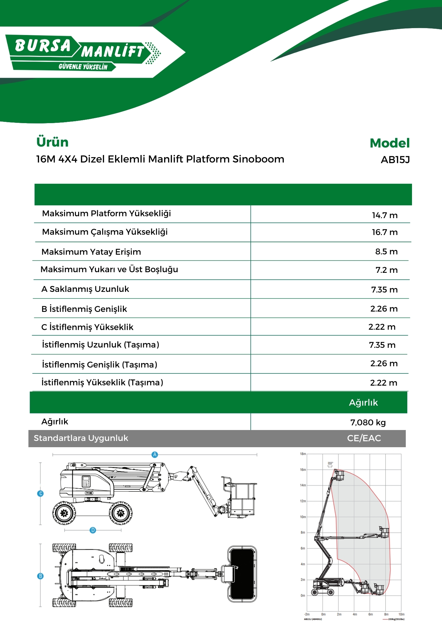 16M 4X4 Dizel Eklemli Manlift Platform Sinoboom AB15J (1)
