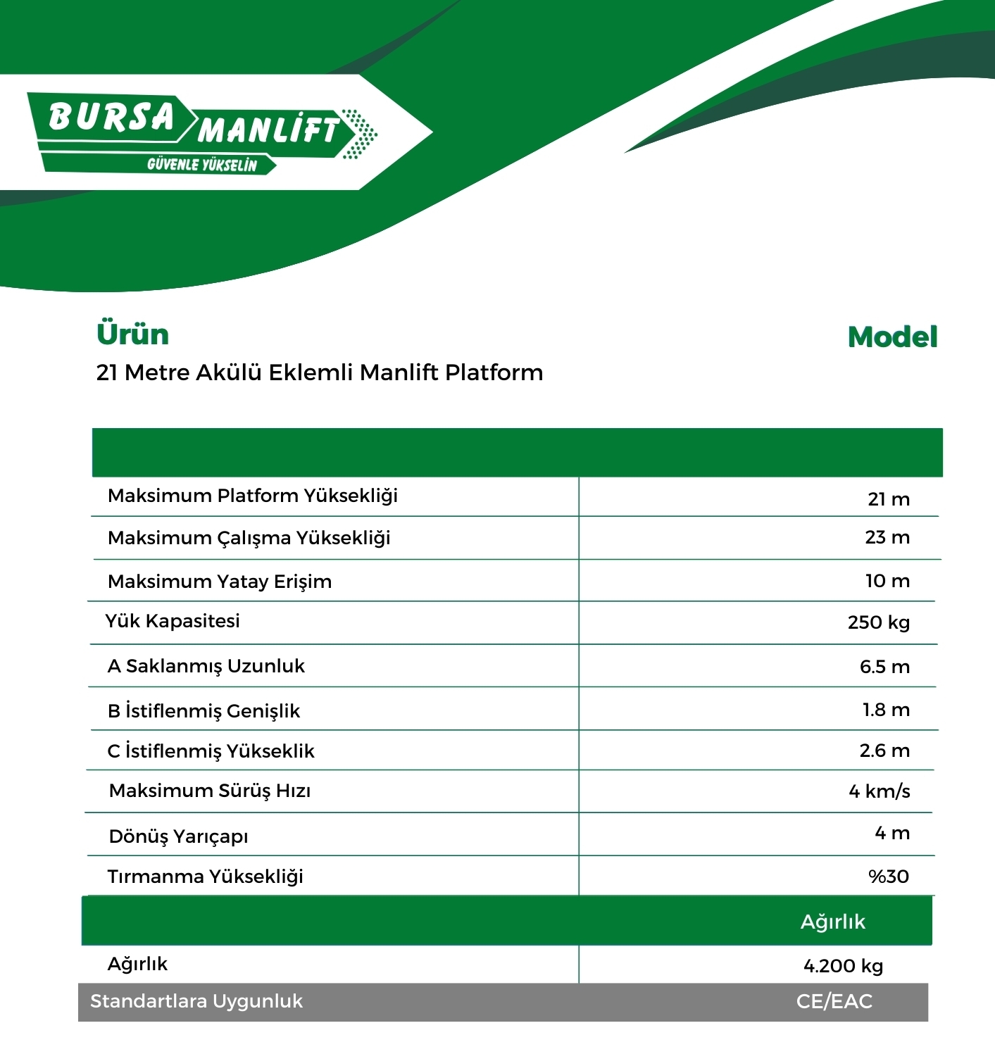 21 Metre Akülü Eklemli Manlift Platform (1)