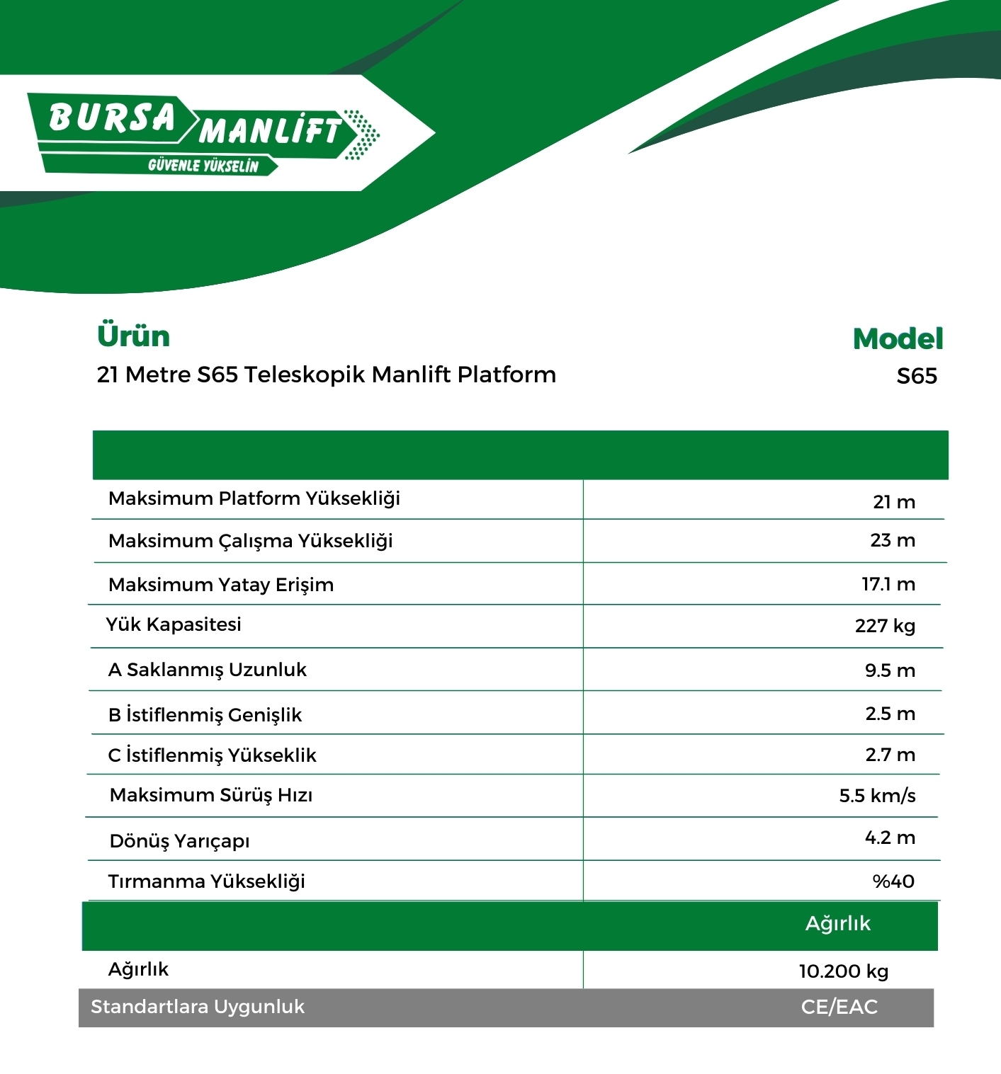 21 Metre S65 Teleskopik Manlift Platform (1)